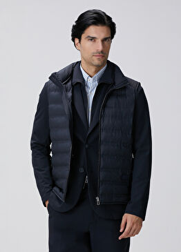 Lacivert Puffer Casual Yelek