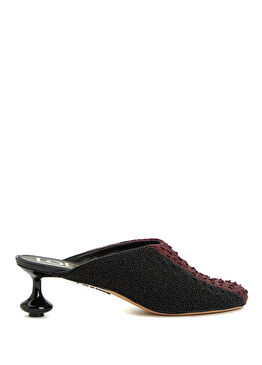 Toy Bordo Siyah Kadın Deri Terlik