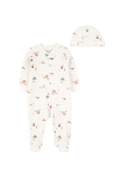Ekru Tulum ve Şapka Kız Bebek 2'li Set 
