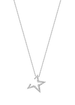 Cesaret Yıldızı Gümüş 18 Ayar Beyaz Altın Kaplama Kadın Kolye