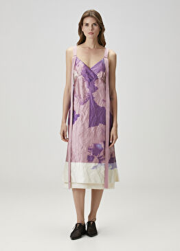 Mor Pembe Midi Elbise