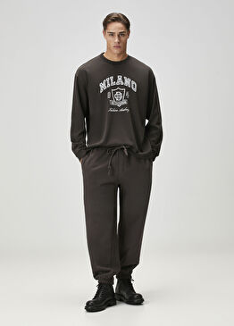 Kahverengi Beli Kordonlu Jogger Eşofman Altı