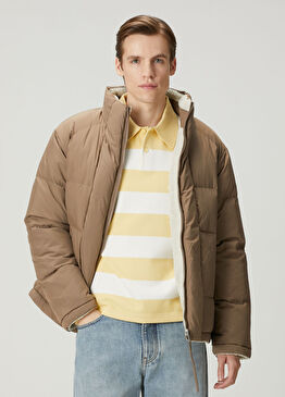 Bej Kahve Çift Taraflı Puff Mont