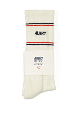 x Maison Kitsune Beyaz Kadın Çorap