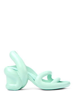 Kobarah Mavi Deri Kadın Topuklu Sandalet