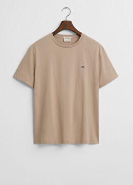 Bej Kısa Kollu Bisiklet Yaka Regular Fit Erkek T-Shirt