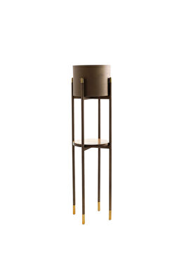 Çiroz Çiçeklik Kahverengi Gold Metal Saksı 94 cm