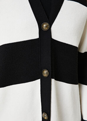 Beymen Club Black and White Striped Cardigan - 5