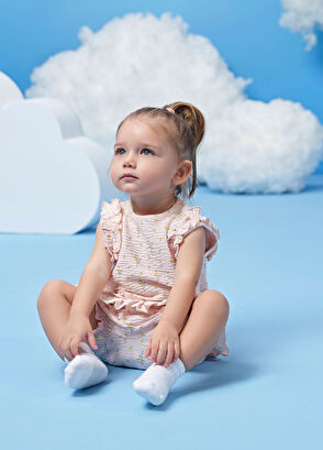 Çıtçıtlı Pembe Fırfırlı Kolsuz Bluz ve Şort Kız Bebek 2'li Set - Görsel 9