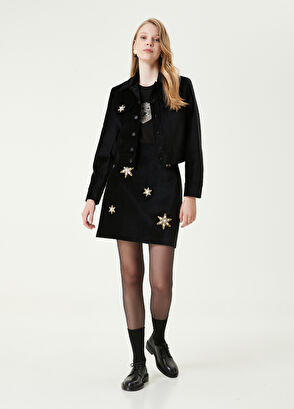 Beymen Club Siyah Taşlı Aksesuarlı Kadife Trucker Ceket - 7