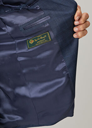 Drop 7 Indigo Ekose Desenli Yün Takım Elbise - Görsel 10