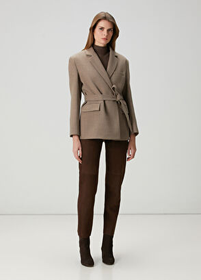 Beymen Club Oversized Camel Kruvaze Yün Blazer - 3