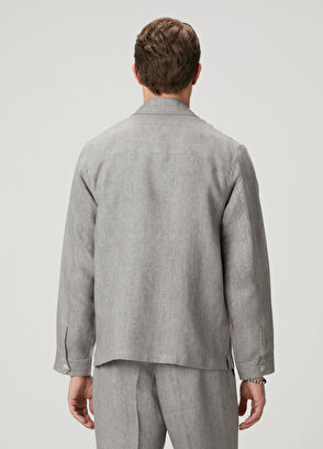 Beymen Club Gri Keten Dış Gömlek - 6