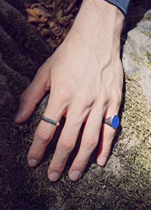 Mishka Simple Edge Köşeli 925 Ayar Gümüş Unisex Yüzük - 3