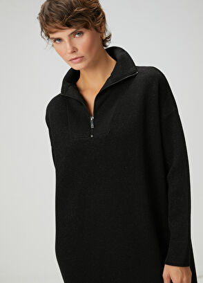 Beymen Club Siyah Simli Midi Elbise - 4