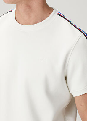 Beymen Club Off White Relax Fit Stripe Detail Pique T-Shirt - 6