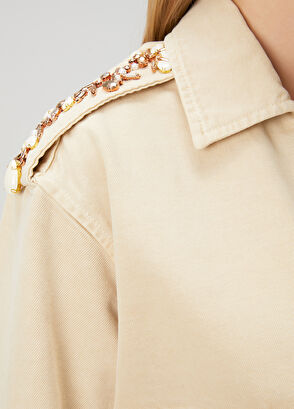 Beymen Club Bej İşlemeli Denim Ceket - 6