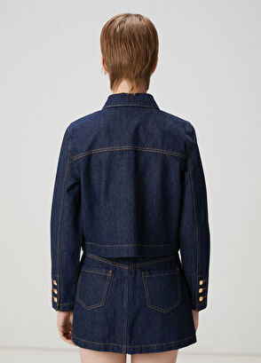 Beymen Club Lacivert Crop Denim Ceket - 5
