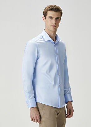 Beymen Club Comfort Fit Blue Non-Iron Shirt - 3