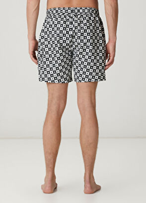 Beymen Club Siyah Beyaz Yelken Dama Desenli Uzun Mayo - 4