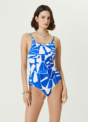 Beymen Club Mavi Halter Yaka Desenli Mayo - 4