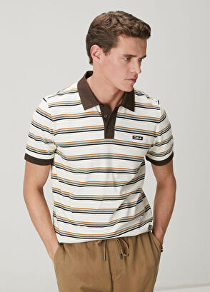 Beymen Club Yeşil Ekru Çizgili Comfort Fit Polo T-shirt - 8