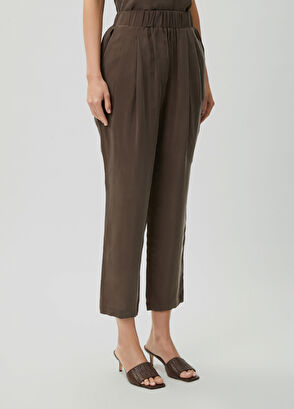Beymen Club Brown pleated cupro carrot pants - 3