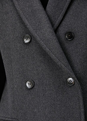 Antrasit Kruvaze Yün Palto - Görsel 10