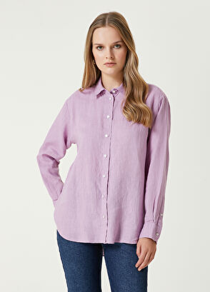 Beymen Club Pembe Kuş Logolu Keten Gömlek - 4