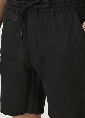 Beymen Club Siyah Beli Kordonlu Keten Şort - 4