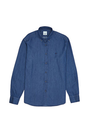 Comfort Fit Dark Blue Denim Shirt Beymen Club Comfort Fit Dark Blue Denim Shirt - 8