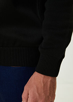 Beymen Club Siyah Kapüşonlu Piksel Kaz Nakışlı Garnili Kazak - 6