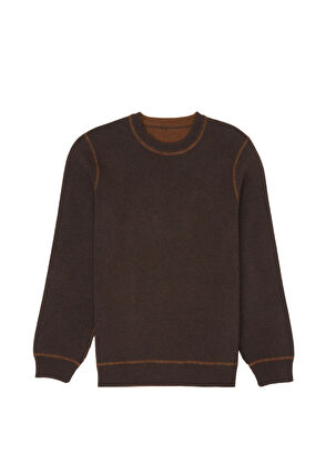 Beymen Club Brown Decorative Stitched Wool Sweater - 5