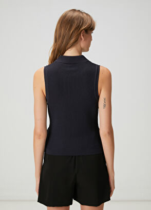 Beymen Club Navy Blue Polo Neck Knit Tank Top - 5