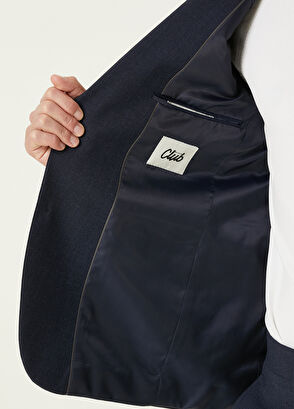 Beymen Club Drop 6 Mikro Desenli Lacivert Yün Takım Elbise - 8