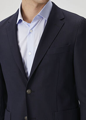 Lacivert Yün Blazer - Görsel 7