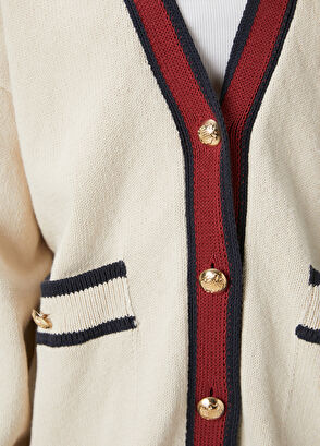 Beymen Club Oversize Ekru İşlemeli Triko Ceket - 5