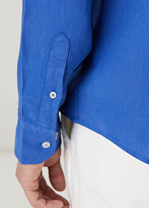 Beymen Club Cobalt Comfort Fit Linen Shirt - 7