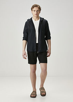 Beymen Club Siyah Kapüşonlu Keten Dış Gömlek - 3