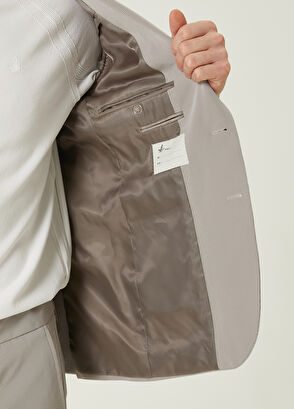 Beymen Club Slim Fit Drop 6 Bej Gofreli Takım Elbise - 7