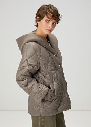 Beymen Club Gri Kapüşonlu Triko Garnili Mont - 3