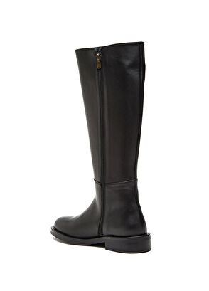 Siyah Fermuarlı Kadın Deri Çizme - Görsel 4