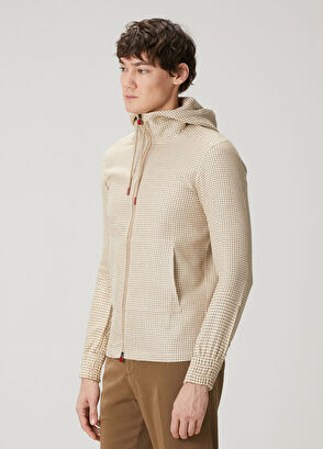 Kiton Yellow Hooded Houndstooth Linen Sweatshirt - 3