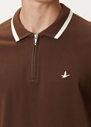 Beymen Club Brown Ecru Polo Zippered T-Shirt - 5