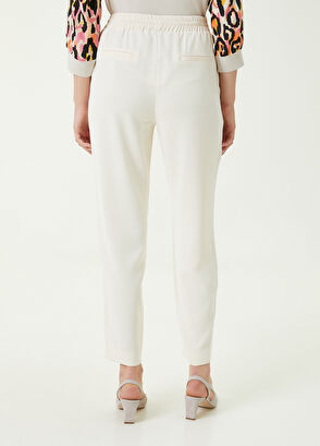 Beymen Club Krem Beli Lastikli Nervürlü Pantolon - 5