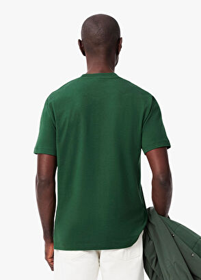 Koyu Yeşil Bisiklet Yaka Kısa Kollu Classic Fit Erkek T-Shirt - Görsel 4