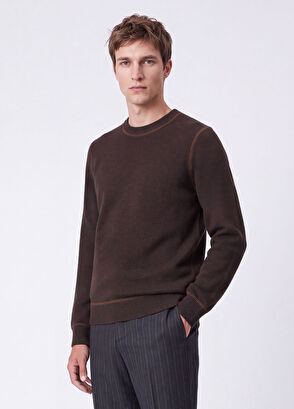Beymen Club Brown Decorative Stitched Wool Sweater - 3