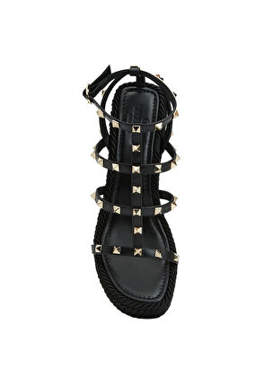 Rockstud Siyah Kadın Deri Espadril - Görsel 10