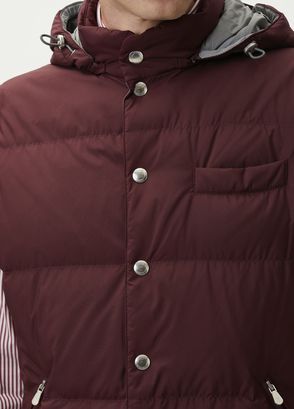 Brunello Cucinelli Burgundy Hooded Puff Vest - 5