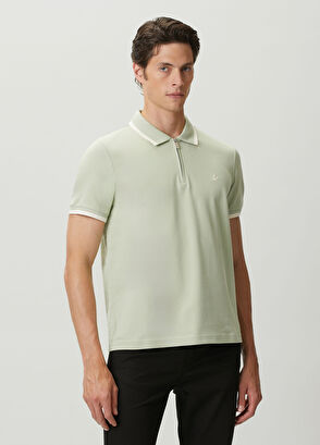 Beymen Club Light Green Ecru Polo Zippered T-Shirt - 3